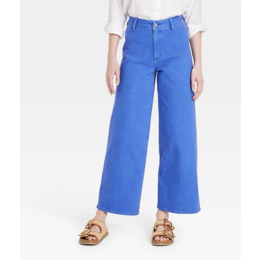 Universal Thread Women's High-Rise Sailor Wide Leg Ankle Jeans in Blue Size 12